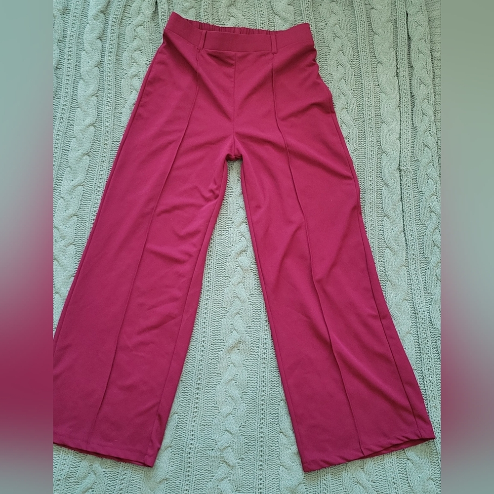 Chic Maroon Wide-Leg Women's Pants